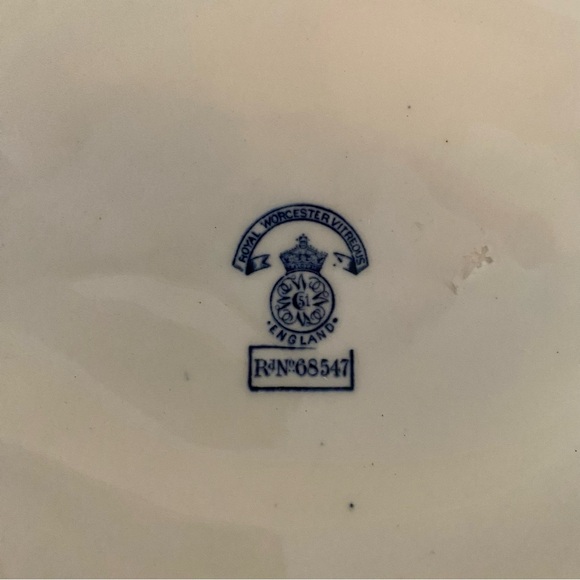 Royal Worcester W2297 68547 Oval Covered Serving Dish Blue Floral Gold Trim 1890 - Picture 8 of 11